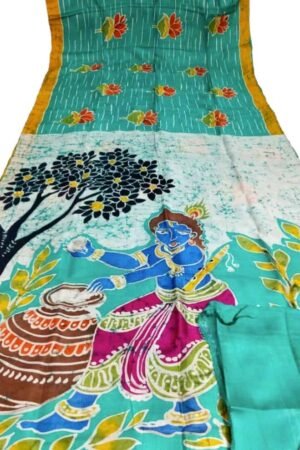 Handpainted Batik Pure Pattu Saree Online