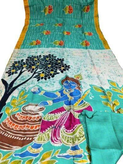 Handpainted Batik Pure Pattu Saree Online