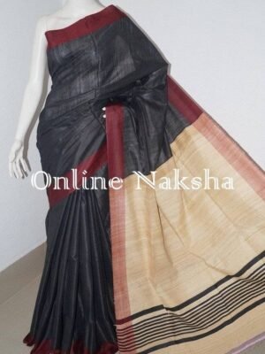 Black Ghicha Tussar Silk