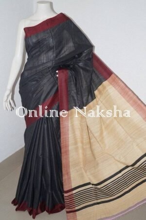 Black Ghicha Tussar Silk