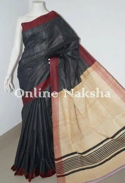 Black Ghicha Tussar Silk