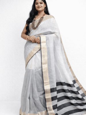 Designer Handloom Linen Saree