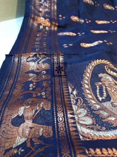 Navy Blue Swarnachari Saree