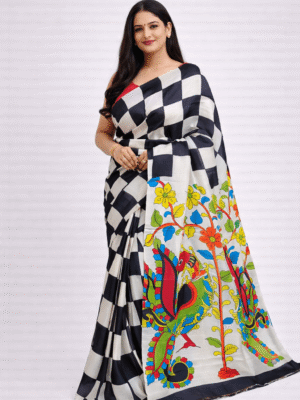 Acid Painted Silk Saree Online