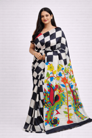 Acid Painted Silk Saree Online