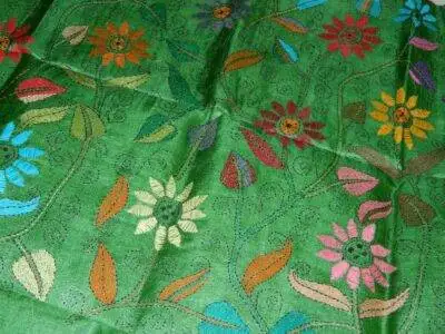 Green Tussar Kantha Kurti Piece