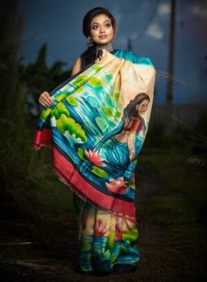 Hand Paint Silk Saree Online
