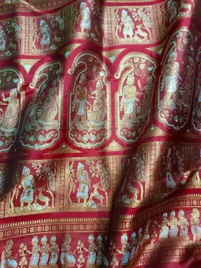 Maroon Bridal Swarnachari Shari