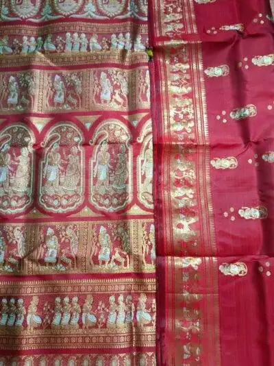 Maroon Bridal Swarnachari Shari