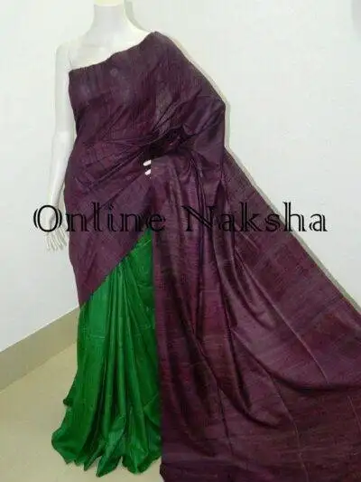 Dyed Ghicha Tussar Saree