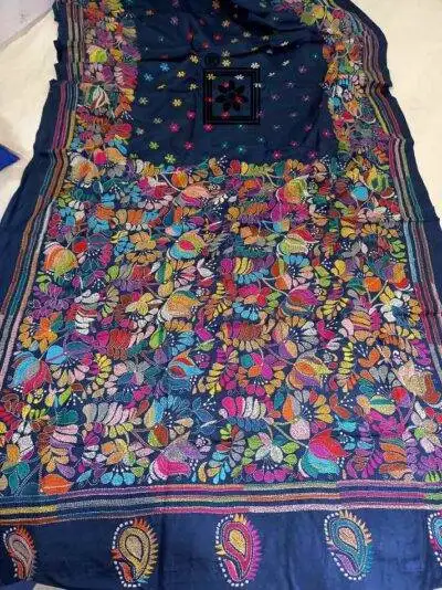 Hand Embroidery Katha Stitch Sarees