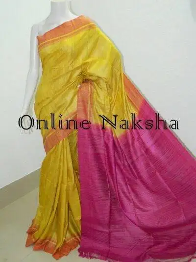 Latest Yellow Ghicha Sarees Online