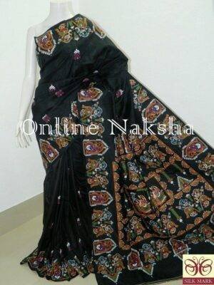 Black Patachitra Silk Saree