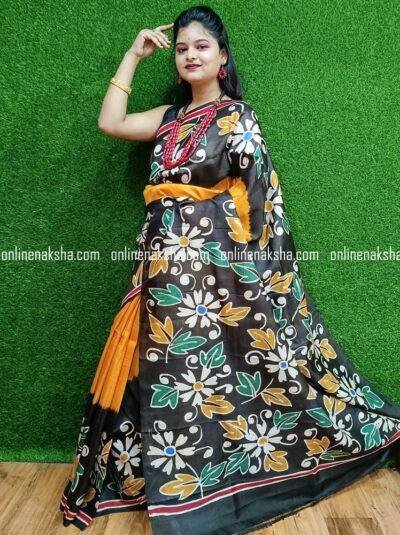 Floral Handpainted Pure Silk Saree Online