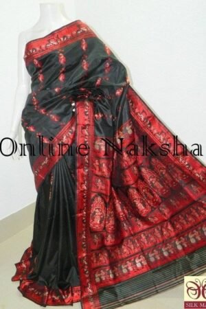 Black Bishnupuri Baluchari Silk Saree