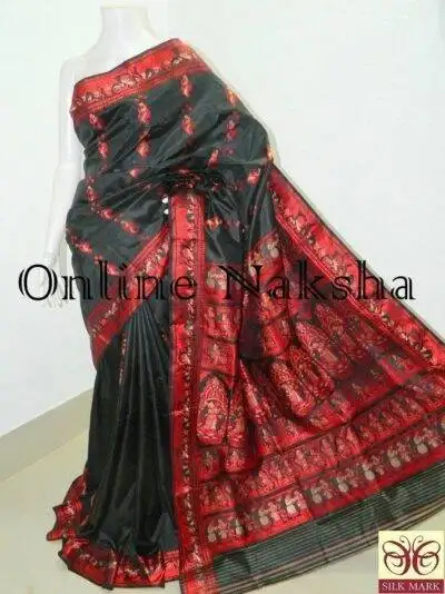 Black Bishnupuri Baluchari Silk Saree