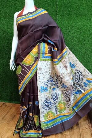Black Pure Silk Hand Batik Saree