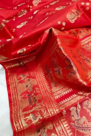 Orange Swarnachari Wedding Saree