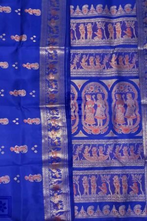 Royal Blue Bishnupuri Swarnachari Silk Saree