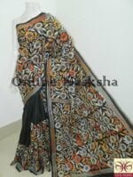 Black Floral Pure Silk Kantha Saree