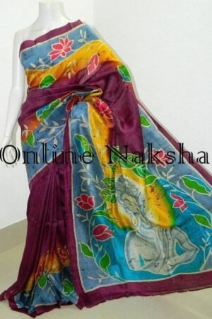 Buddha Paint Batik Pure Silk Saree Online