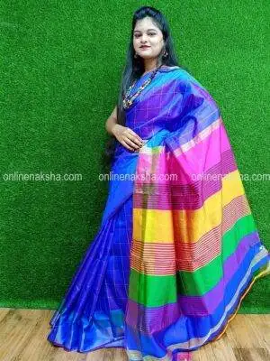 Wedding saree boutique online, Blue silk asian festival sari, chinese collar