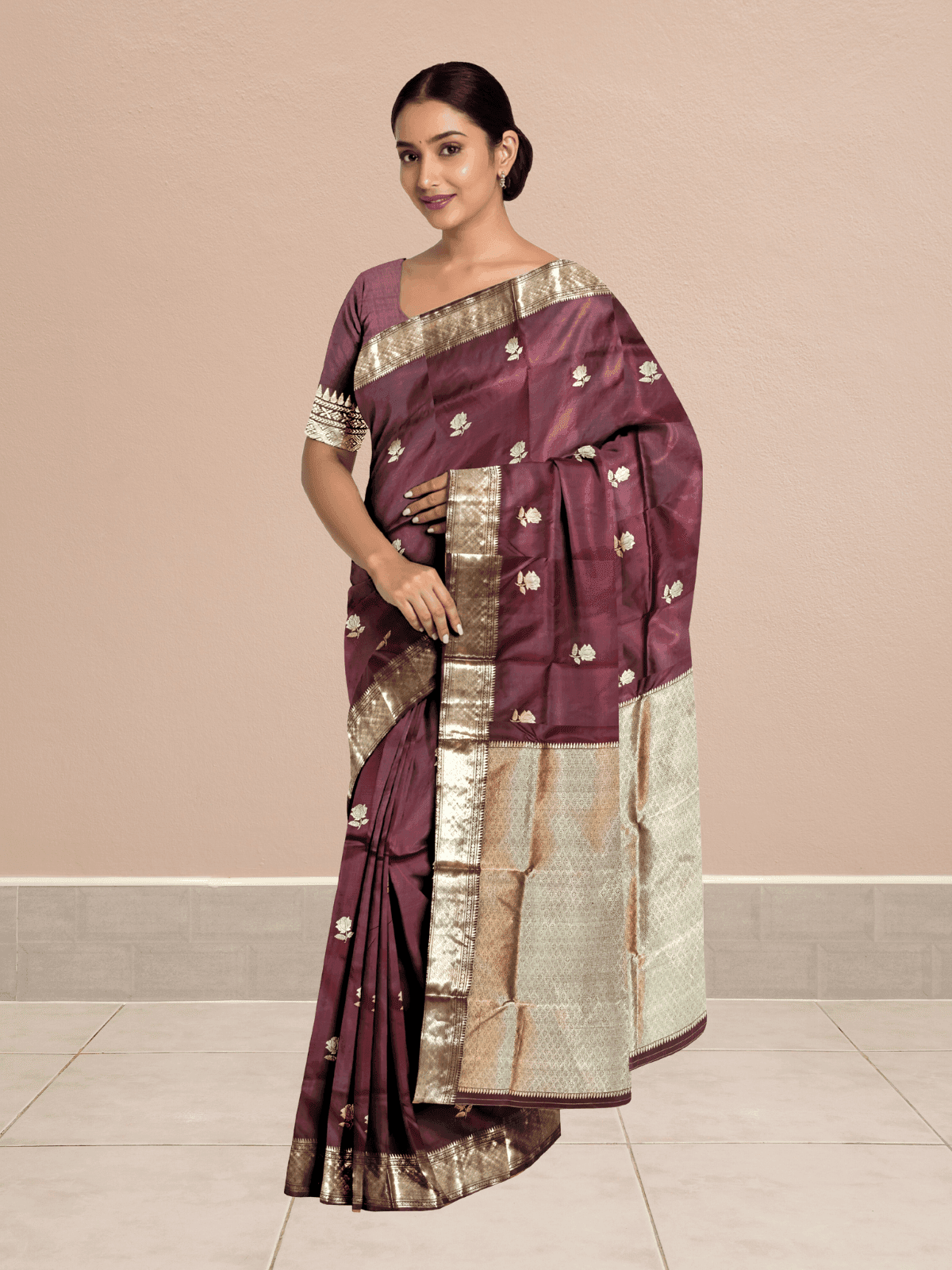 Bishnupuri Swarnachari Silk Saree