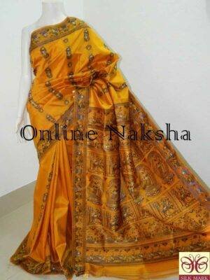 Yellow Baluchari Pure Silk Saree Online