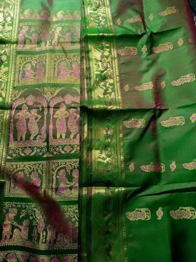 Green Bishnupuri Swarnachari Saree Online