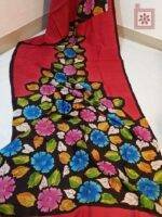 Handwoven Floral Paint Silk Sari