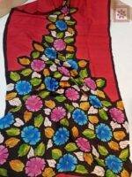 Handwoven Floral Paint Silk Sari