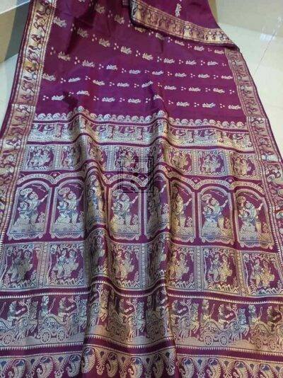 Baluchari Bishnupuri Pure Silk Sari