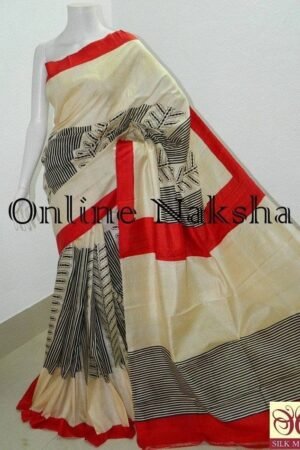 Block Printed Sonamukhi Silk Saree