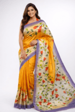 Handwoven Floral Paint Silk Sari