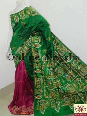 Exclusive Hand Painted Pattachitra Silk Sari Online