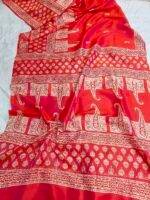 Block Printed Sonamukhi Bishnupur Silk Sarees