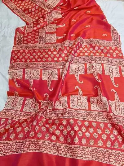 Block Printed Sonamukhi Bishnupur Silk Sarees