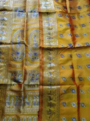 Buy Dutta Saree Ghar Women's Pure Silk Baluchari Sarees (Yellow) at  Amazon.in