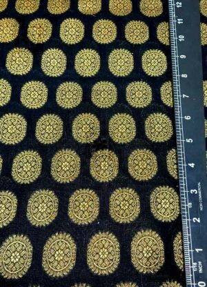 Black Fabric All Over Golden Round Work