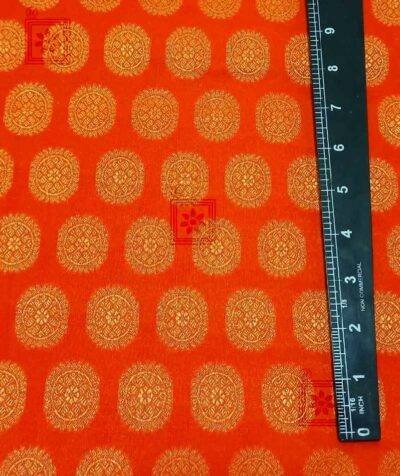 Orange Cotton Fabric With All Over Golden Round Work For Blouse Of 2021