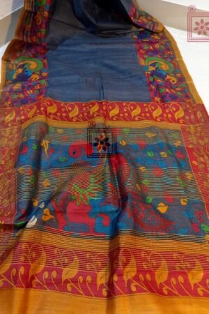 Kalamkari Zari Border Tasar Silk