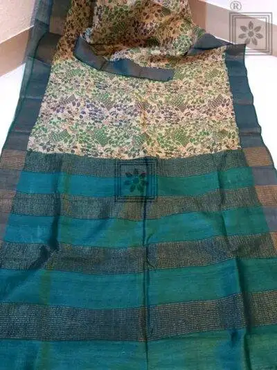 Kalamkari Zari Border Tussar Silk