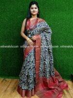 Printed Zari Border Tussar Silk