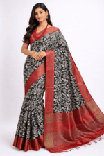 Printed Zari Border Tussar Silk