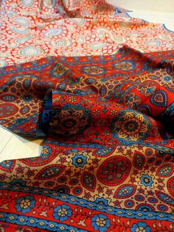 Ajrakh Printed Silk Saree