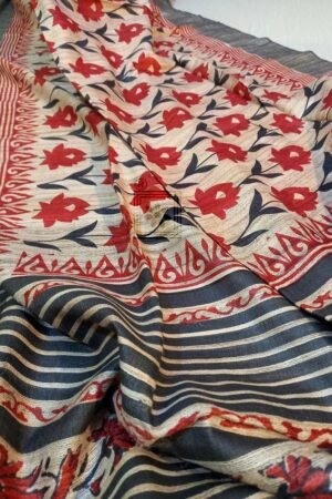 Printed Ghicha Tassar Silk Saree