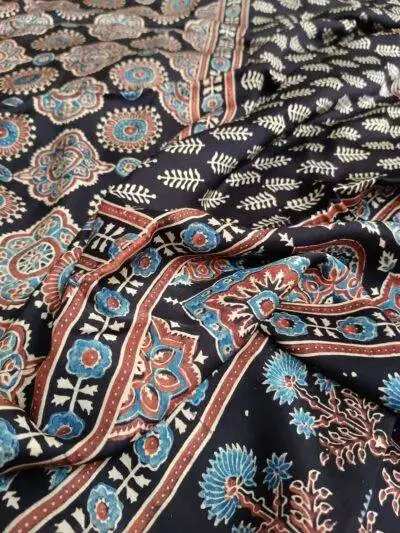 Ajrakh Hand Block Printed Sarees