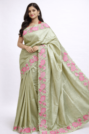 Tussar Silk Cutwork saree