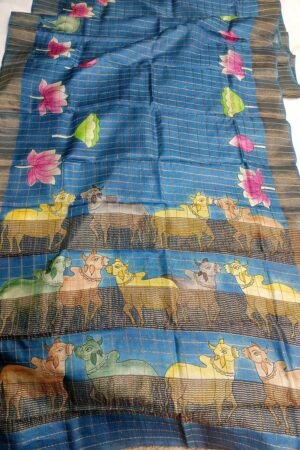 Pichwai Cow Painting Pure Tussar Silk