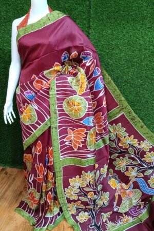 Pure silk hand batik saree